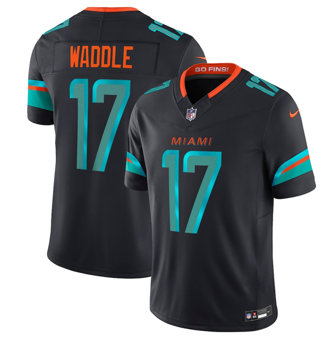Women's Miami Dolphins #17 Jaylen Waddle Black 2025 F.U.S.E. “Rivalries” Vapor Limited Stitched Football Jersey(Run Small)